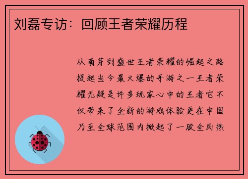刘磊专访：回顾王者荣耀历程
